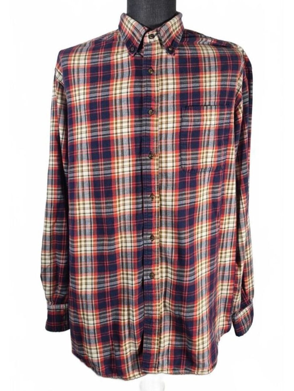 American Eagle XL Plaid Cotton Flannel Shirt Made in Egypt